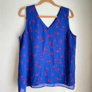 Ann Taylor Vivid Blue Floral Tank Top